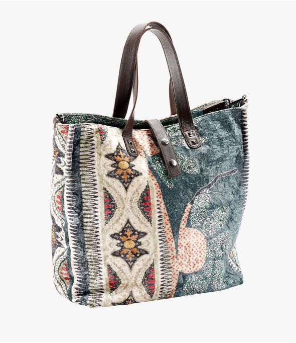 HAPPY ANAE Bolso de viscosa, algodón, piel para mujer 37 x 32 x 15 CM - - Storiatipic