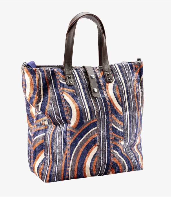 HAPPY BERTA Leren tas van viscose, katoen en dames 37 x 32 x 15 cm - - Storiatipic