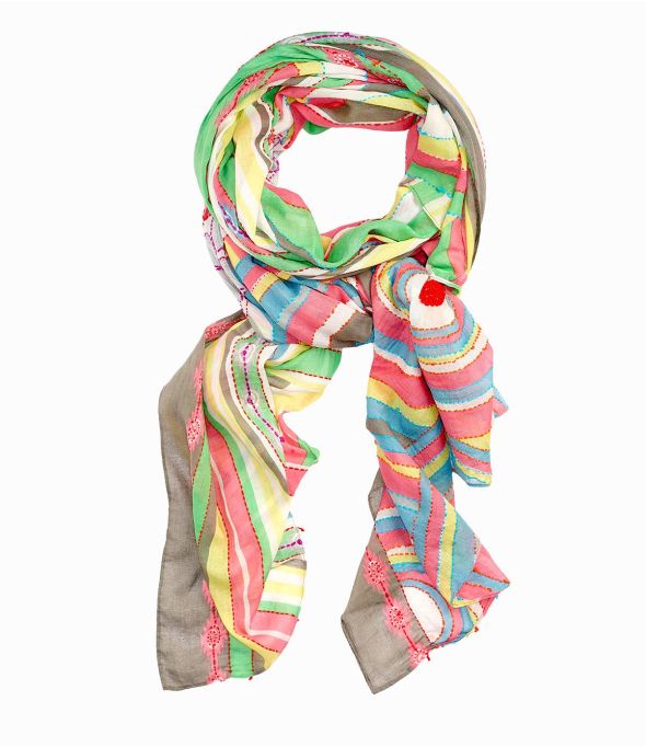 JOANE Sciarpa in cotone, ricamo da donna 100 x 200 CM - - Storiatipic