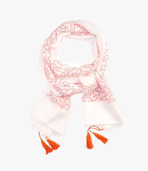 PERLA Foulard en Coton, soie pour Femme 100 x 200 CM - - Storiatipic