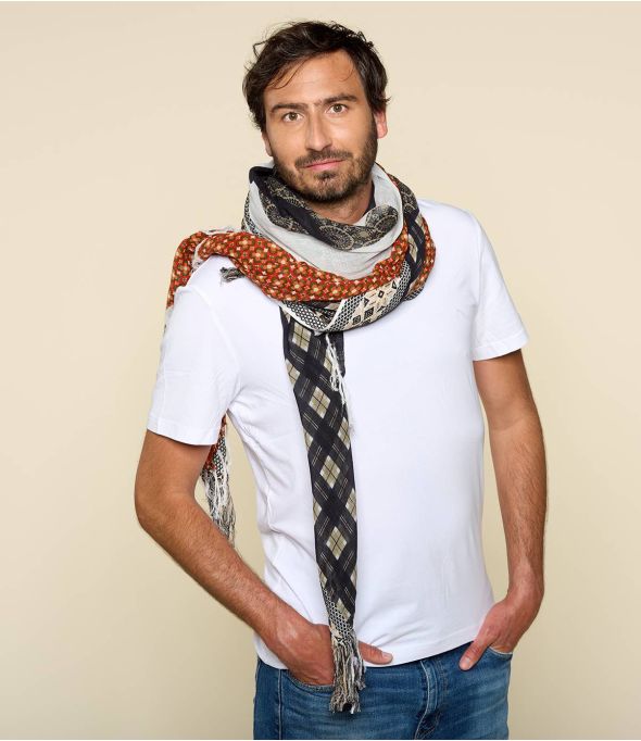 Bufanda TONY Jacquard de Algodón para Hombre 100 x 200 CM - - Storiatipic