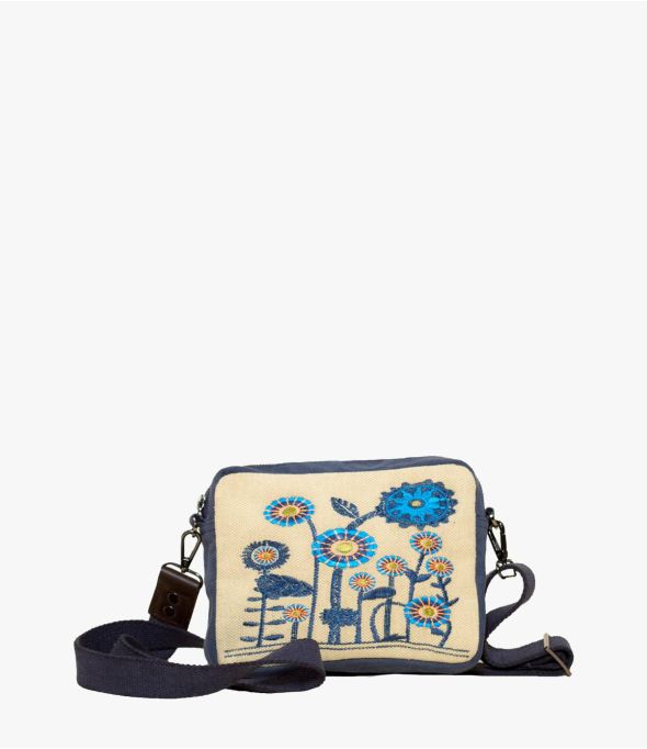NIGHT AGATE kleine jute tas, katoen, borduurwerk voor vrouwen 21x15x4cm - - Storiatipic