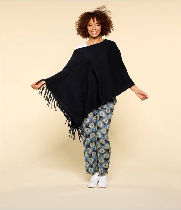 BLACK PONCHO Poncho Donna in Cotone - - Storiatipic
