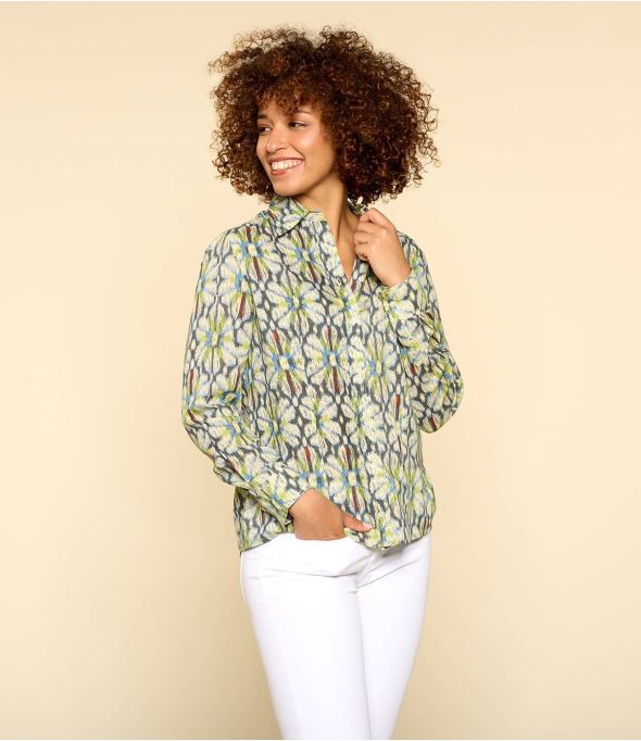 BONI BOHO BLUE Damen Modal Hemd - - Storiatipic