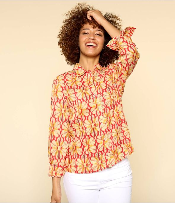 BONI BOHO RED Damen Modal Hemd - - Storiatipic