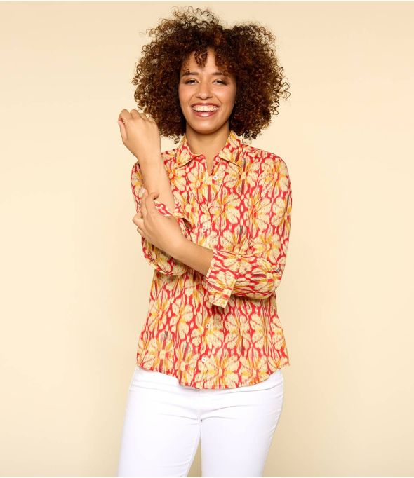 BONI BOHO RED Damen Modal Hemd - - Storiatipic