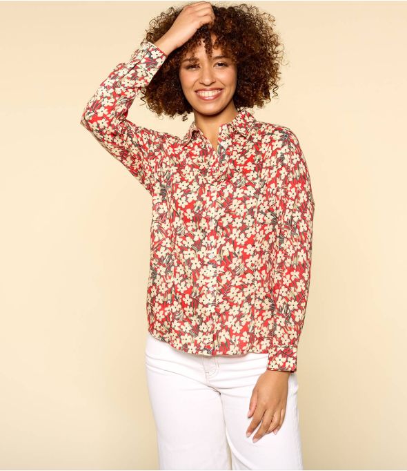 BONI SAKURI RED Damen Modal Hemd - - Storiatipic