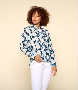 FRAN AZALÉ MARINE Chemise en Modal pour Femme - 1 FRAN AZALÉ MARINE Chemise en Modal pour Femme - 1