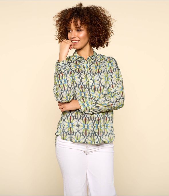 FRAN BOHO BLEU Chemise en Modal pour Femme - - Storiatipic