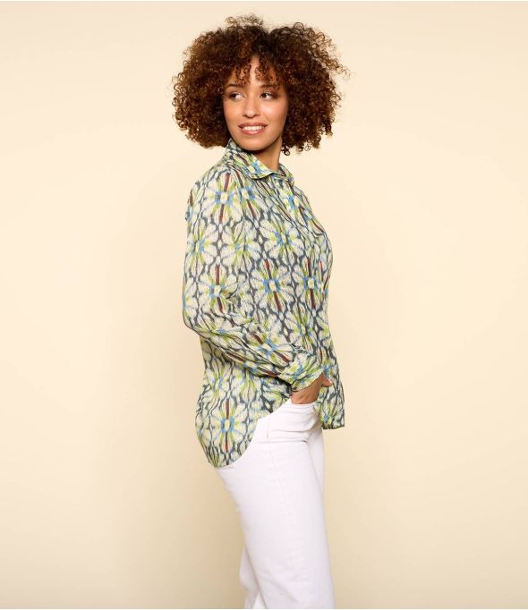 FRAN BOHO BLEU Chemise en Modal pour Femme - - Storiatipic
