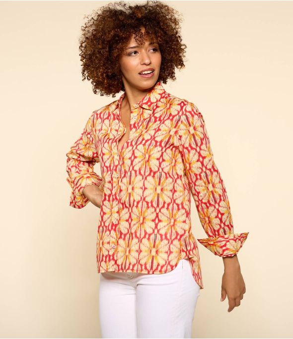 FRAN BOHO ROOD Modal overhemd voor dames - - Storiatipic
