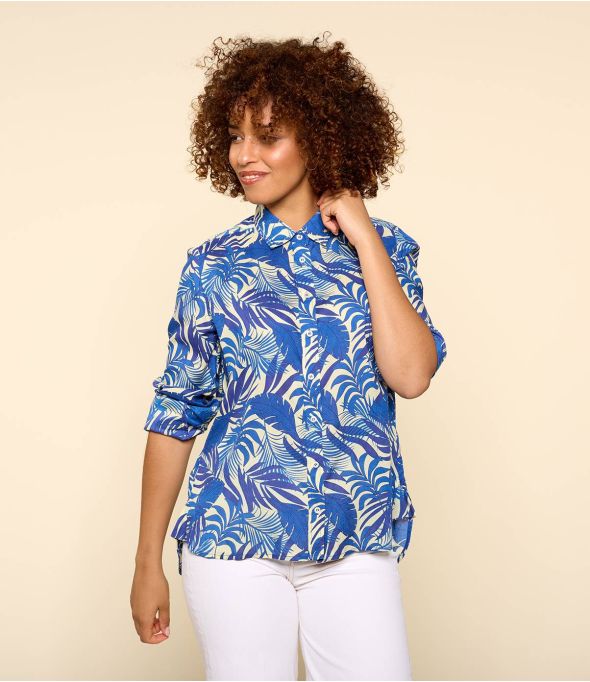 FRAN THAÏS INDIGO Camicia in modal da donna - - Storiatipic