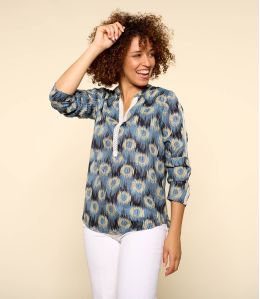 MINA JADE BLUE Blusa da donna in modal - - Storiatipic