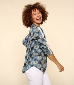 MINA JADE BLUE Blusa da donna in modal - - Storiatipic