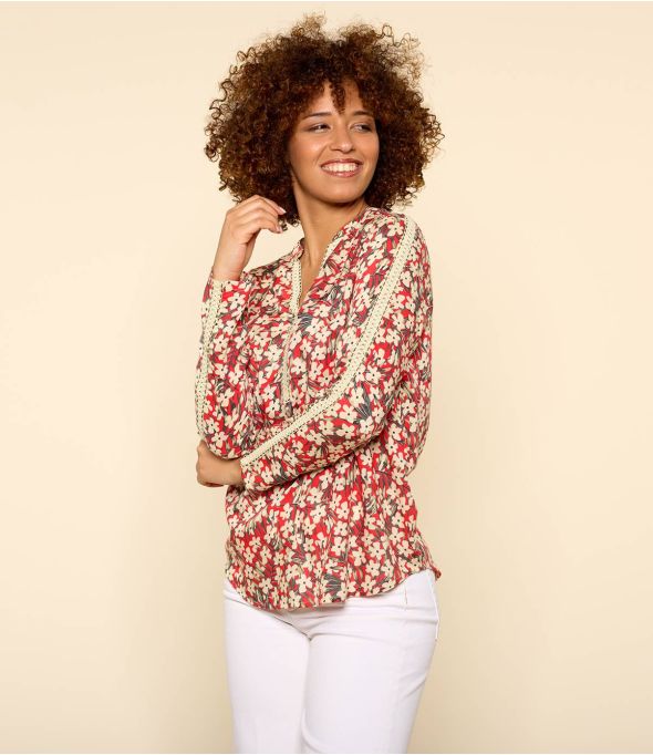 MINA SAKURI RED Camicetta da donna in modal - - Storiatipic