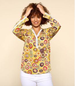 MINA ZELI JAUNE Blouse en Modal pour Femme - - Storiatipic MINA ZELI JAUNE Blouse en Modal pour Femme - - Storiatipic