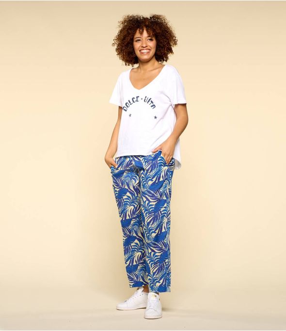 CLYDE THAÏS INDIGO Pantaloni in modal da donna - - Storiatipic
