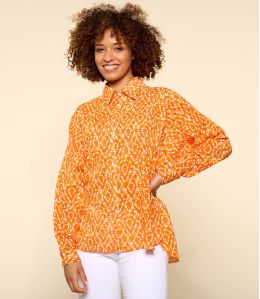 COSY AMBRE ORANGE Camisa de algodón para mujer - - Storiatipic COSY AMBRE ORANGE Camisa de algodón para mujer - - Storiatipic