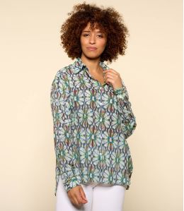COSY BOHO BLEU Chemise en Coton pour Femme - 1 COSY BOHO BLEU Chemise en Coton pour Femme - 1