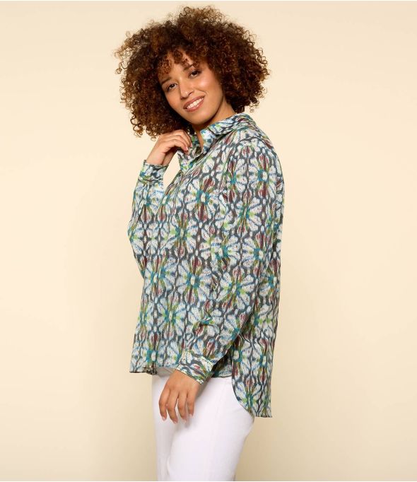 COSY BOHO BLEU Women's Cotton Shirt - - Storiatipic