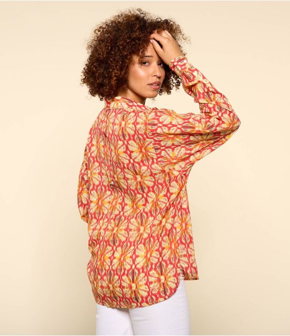 COSY BOHO RED Damen-Hemd aus Baumwolle - - Storiatipic