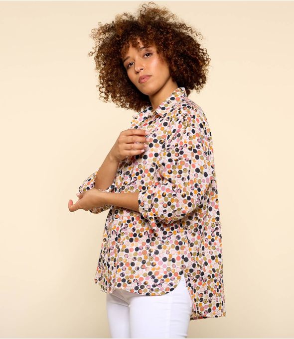 COSY DOT ROSE Camicia da donna in cotone - - Storiatipic
