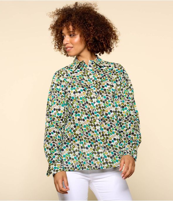 COSY DOT GREEN Damen-Hemd aus Baumwolle - - Storiatipic