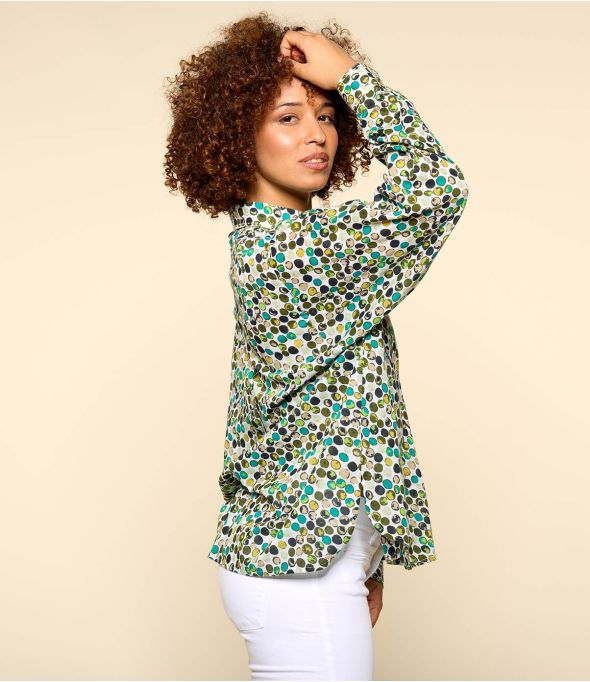 COSY DOT GREEN Damen-Hemd aus Baumwolle - - Storiatipic