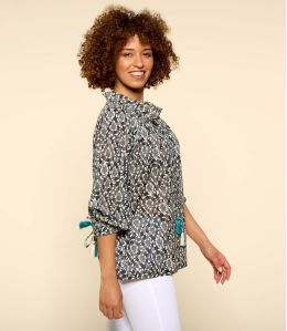 BETI AMBRE GRIS Blouse en Coton pour Femme - - Storiatipic BETI AMBRE GRIS Blouse en Coton pour Femme - - Storiatipic