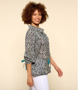 BETI AMBRE GRIS Blouse en Coton pour Femme - 2