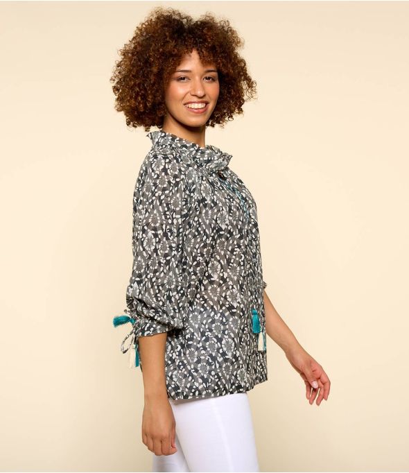 BETI AMBERGRIS Katoenen damesblouse - - Storiatipic