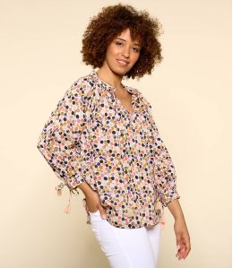Blusa de algodón para mujer BETI DOT PINK - - Storiatipic Blusa de algodón para mujer BETI DOT PINK - - Storiatipic