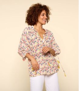 Blusa de algodón BETI MAYA RED para mujer - - Storiatipic Blusa de algodón BETI MAYA RED para mujer - - Storiatipic