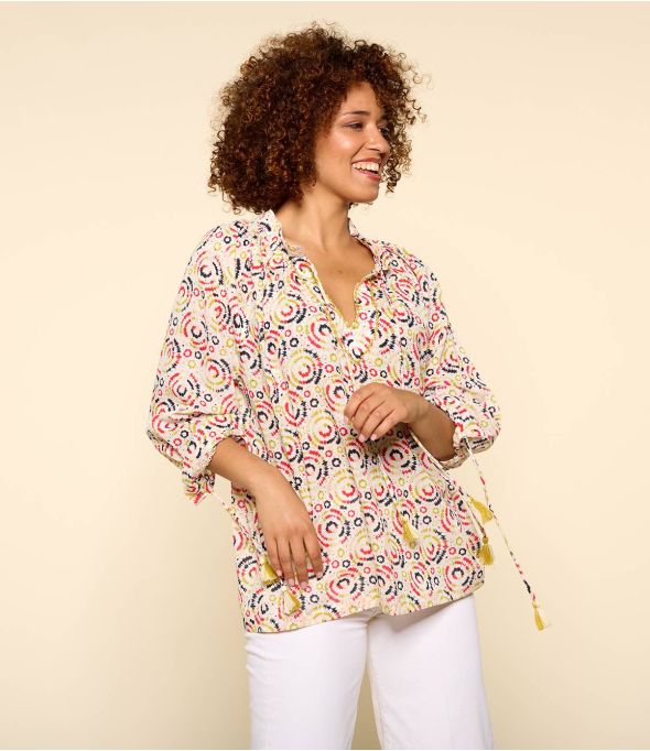 BETI MAYA ROUGE Women's Cotton Blouse - - Storiatipic