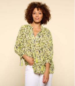 BETI SAKURI ANISE Blusa de algodón para mujer - - Storiatipic BETI SAKURI ANISE Blusa de algodón para mujer - - Storiatipic