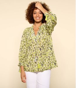BETI SAKURI ANISE Blusa de algodón para mujer - - Storiatipic BETI SAKURI ANISE Blusa de algodón para mujer - - Storiatipic