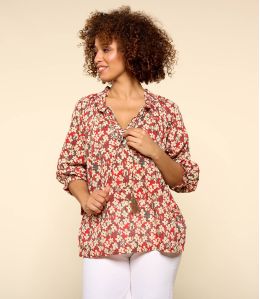 BETI SAKURI ROUGE Blouse en Coton pour Femme - 2 BETI SAKURI ROUGE Blouse en Coton pour Femme - 2