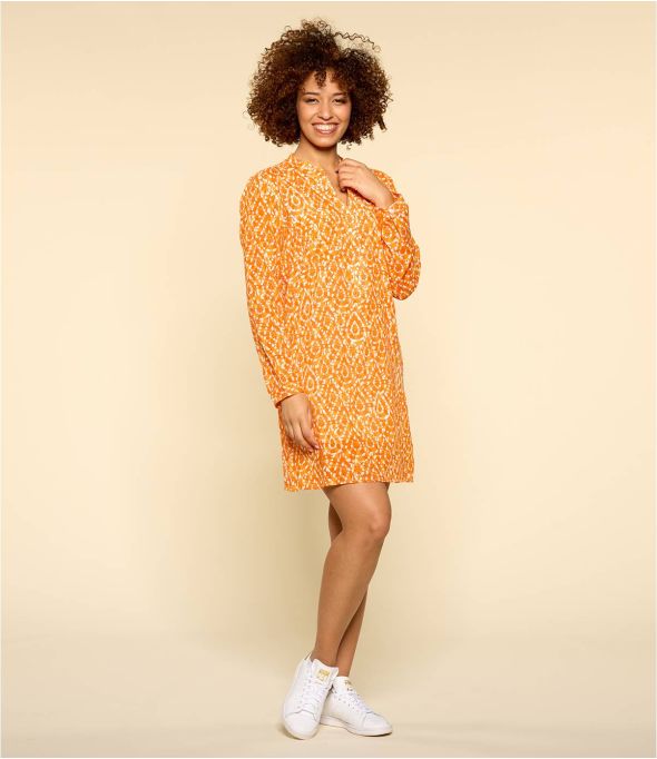 SONG AMBER ORANGE Vestido de algodón para mujer - - Storiatipic