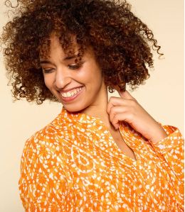 SONG AMBER ORANGE Katoenen damesjurk - - Storiatipic SONG AMBER ORANGE Katoenen damesjurk - - Storiatipic