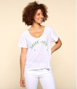 VITA WHITE A T-shirt da donna in cotone biologico - - Storiatipic
