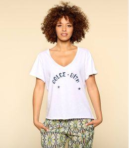 VITA BLANC B T-shirt en Coton bio pour Femme - - Storiatipic VITA BLANC B T-shirt en Coton bio pour Femme - - Storiatipic