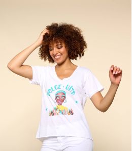 VITA WHITE M-H Maglietta in cotone biologico da donna - - Storiatipic