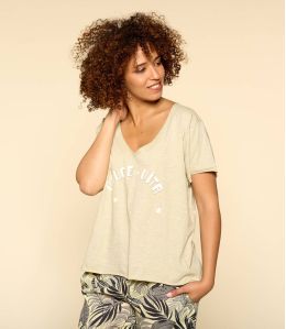 VITA BEIGE B Maglietta in cotone biologico da Donna - - Storiatipic