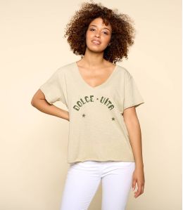 VITA BEIGE C biologisch katoenen T-shirt voor dames - - Storiatipic VITA BEIGE C biologisch katoenen T-shirt voor dames - - Storiatipic