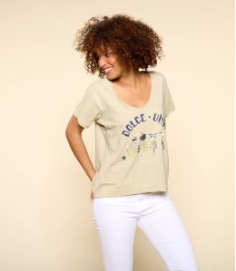 VITA BEIGE M-E T-shirt en Coton bio pour Femme - - Storiatipic VITA BEIGE M-E T-shirt en Coton bio pour Femme - - Storiatipic