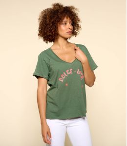 VITA KHAKI B Maglietta in cotone biologico da donna - - Storiatipic VITA KHAKI B Maglietta in cotone biologico da donna - - Storiatipic