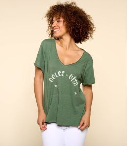 VITA KHAKI C biologisch katoenen T-shirt voor dames - - Storiatipic