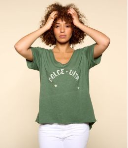 VITA KHAKI C biologisch katoenen T-shirt voor dames - - Storiatipic