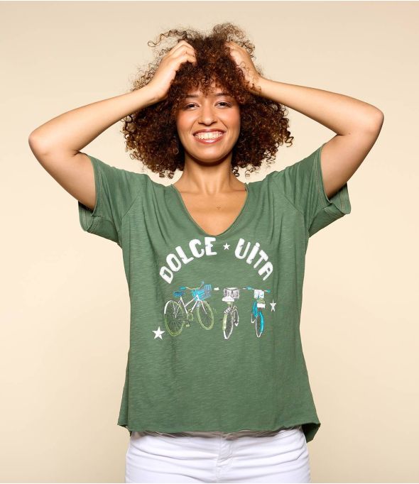 VITA KHAKI M-E T-Shirt aus Bio-Baumwolle für Damen - - Storiatipic