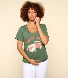 VITA KHAKI M-F Maglietta in cotone biologico da Donna - - Storiatipic VITA KHAKI M-F Maglietta in cotone biologico da Donna - - Storiatipic